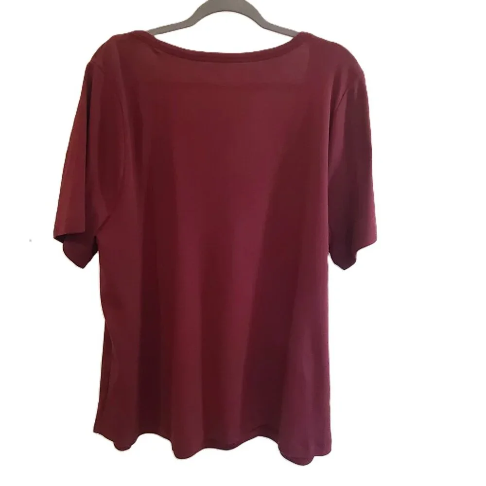 LANE BRYANT NWT Cotton Blend Wine/Burgundy Fitted Tee Plus Size 26/28 - Picture 2 of 11